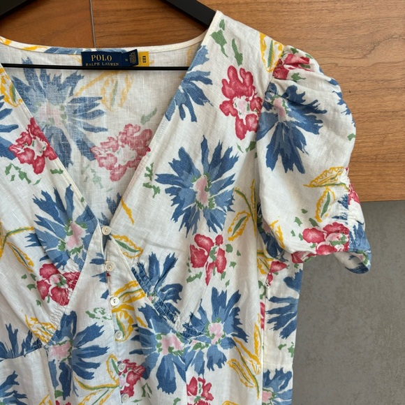 POLO RALPH LAUREN  Floral Button-Front Linen Dress, Size 16 - Picture 14 of 15
